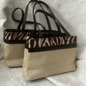 Estée Lauder Stylish Zebra Print and Tan Tote Bags